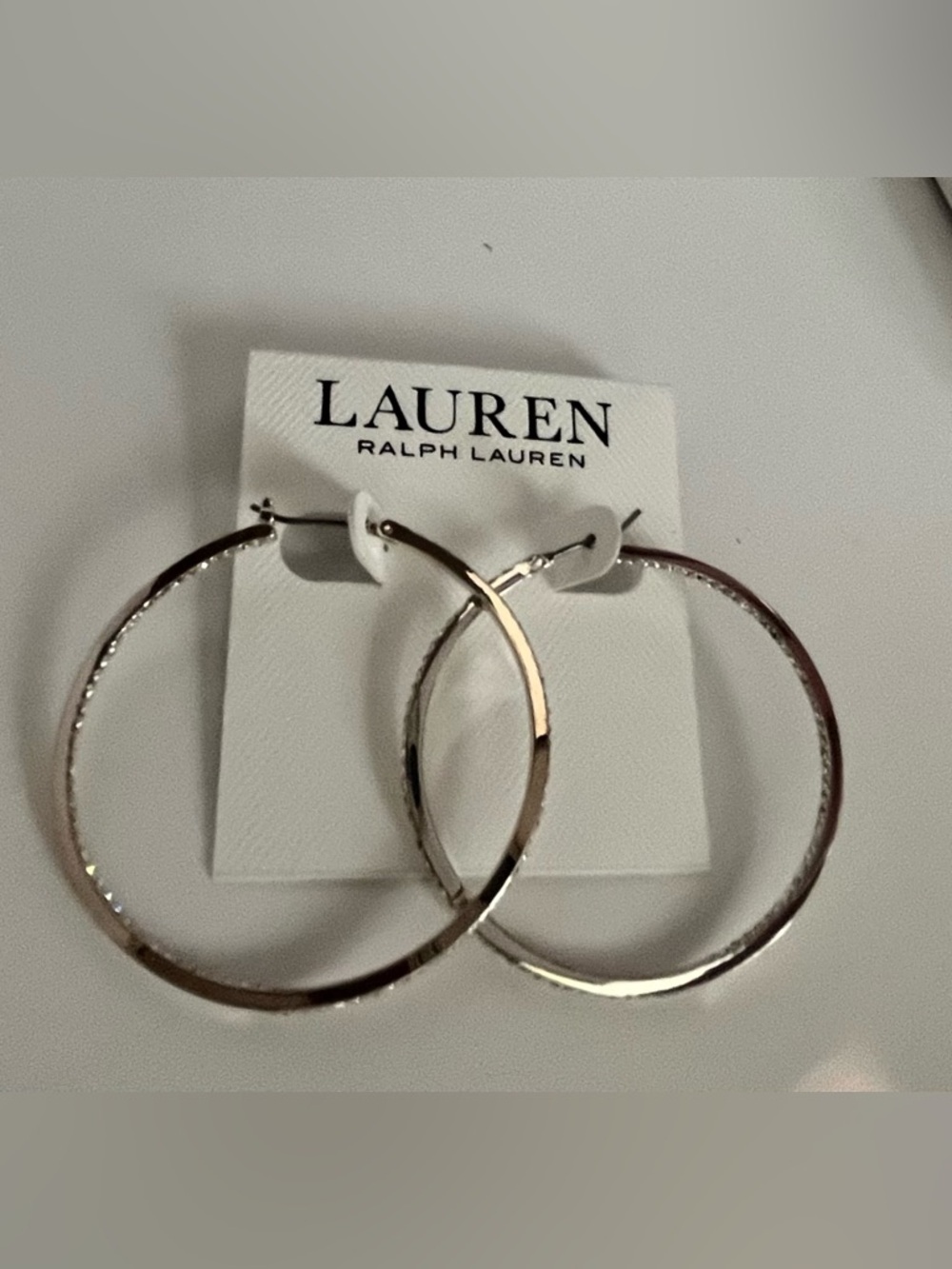 LAUREN Ralph Lauren Women's Pave
Inside-Out Hoop Earrings - Picture 3 of 5